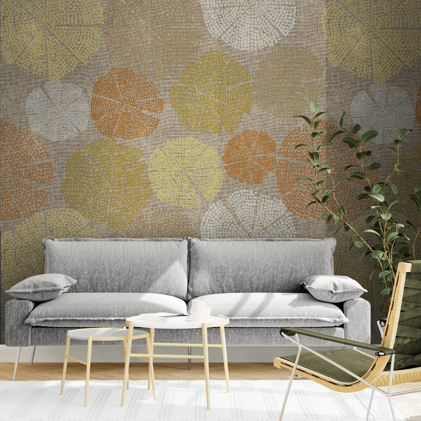 GE0010 Funky Polkadot Grace & Gardenia Endless Mural Chai Brown Orange