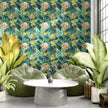 GP5070 Costa Tropical Premium Peel and Stick Wallpaper Panel 6 Ft High x 26 Wide in Green