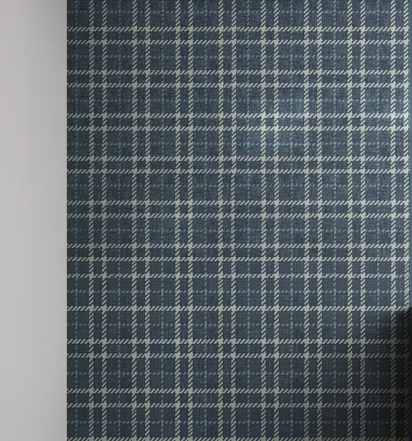 GP6070 Chunky Plaid Premium Peel and Stick Wallpaper Panel 26 Wide x 6 Ft High in Teal