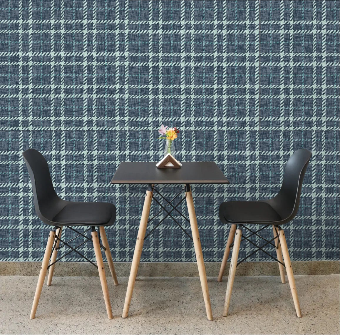 GP6070 Chunky Plaid Premium Peel and Stick Wallpaper Panel 26 Wide x 6 Ft High in Teal