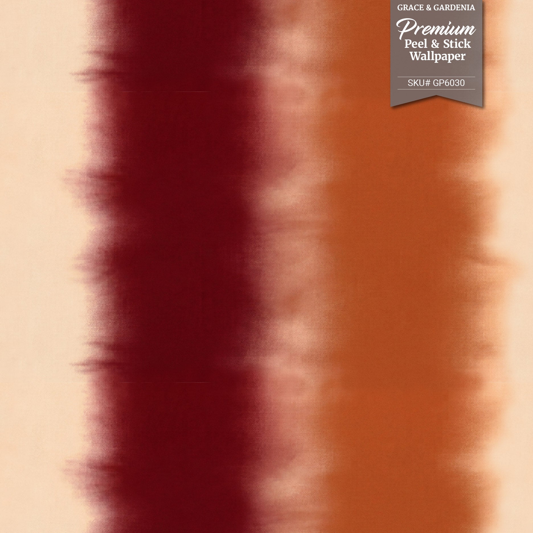 GP6030 Ombré Watercolor Stripe Premium Peel and Stick Wallpaper Panel 6 Ft High x 26 Wide in Deep Crimson