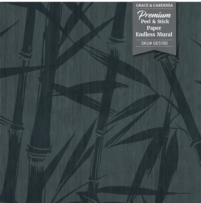 GE5100 Bamboo Serenity Endless Murals in Dark Teal