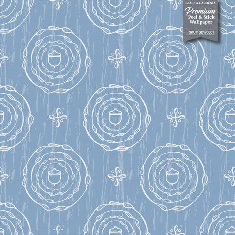GDW0001 Ages And Stages Wallpaper Roll 19 inch Wide x 18 ft. Long in Denim Wash Blue Off White