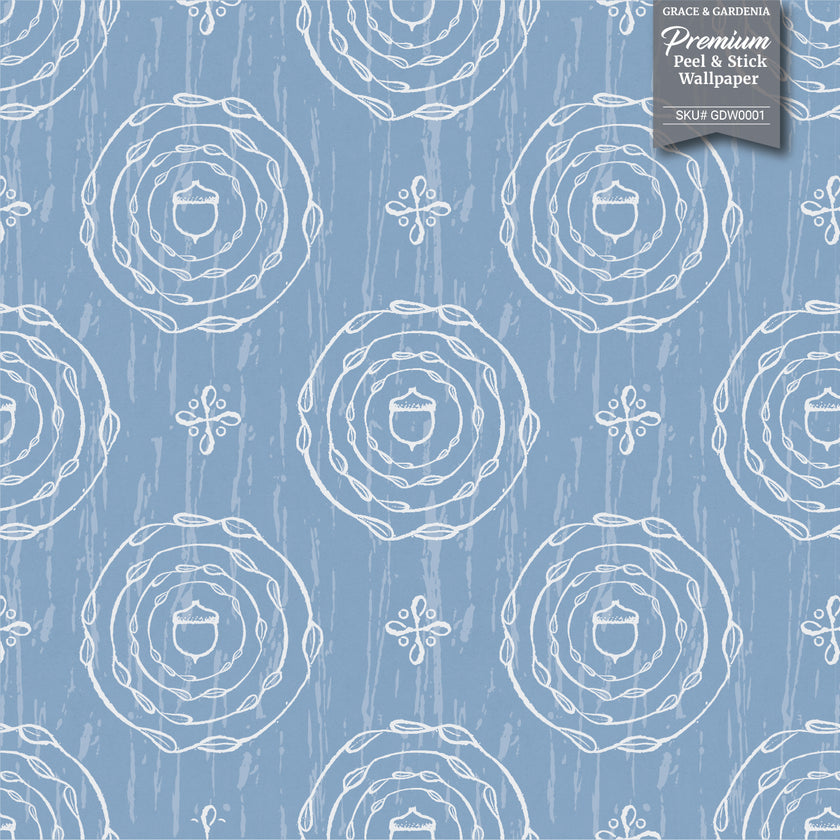 GDW0001 Ages And Stages Wallpaper Roll 19 inch Wide x 18 ft. Long in Denim Wash Blue Off White