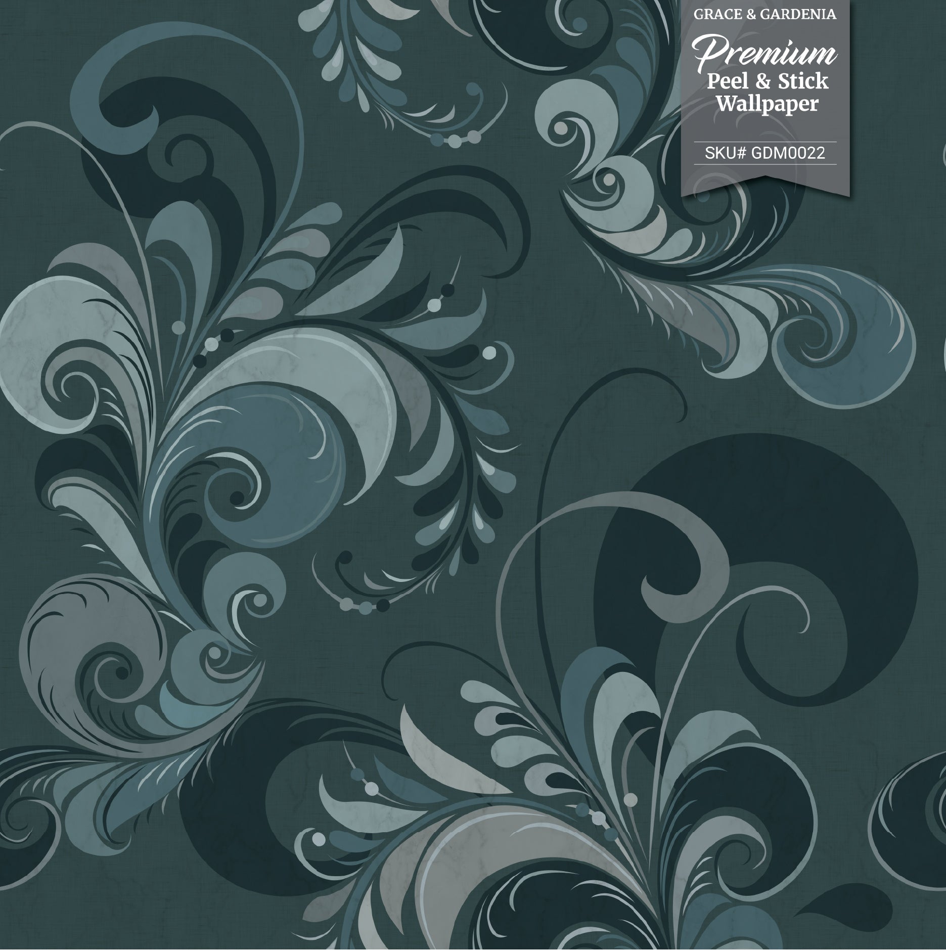 GDM0022 Marina Makaron Designs Paisley in Teal Wallpaper Panel 26 inch Wide x 6ft, 9ft, and 12ft Long