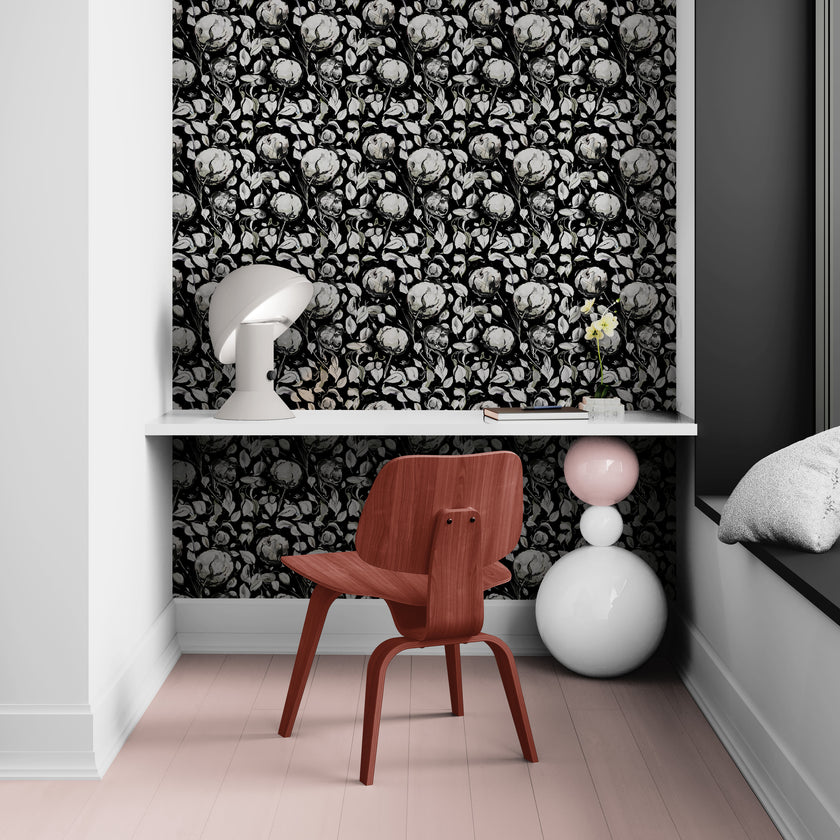 GDSL5010 Cotton Premium Peel and Stick Wallpaper Panel 26 inch Wide in Black White Gray Muted Green