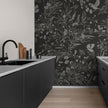 GDSE3172 Playful Robin Wallpaper Premium Peel and Stick Material 26in Wide x 6ft, 9 ft, 12ft, Black