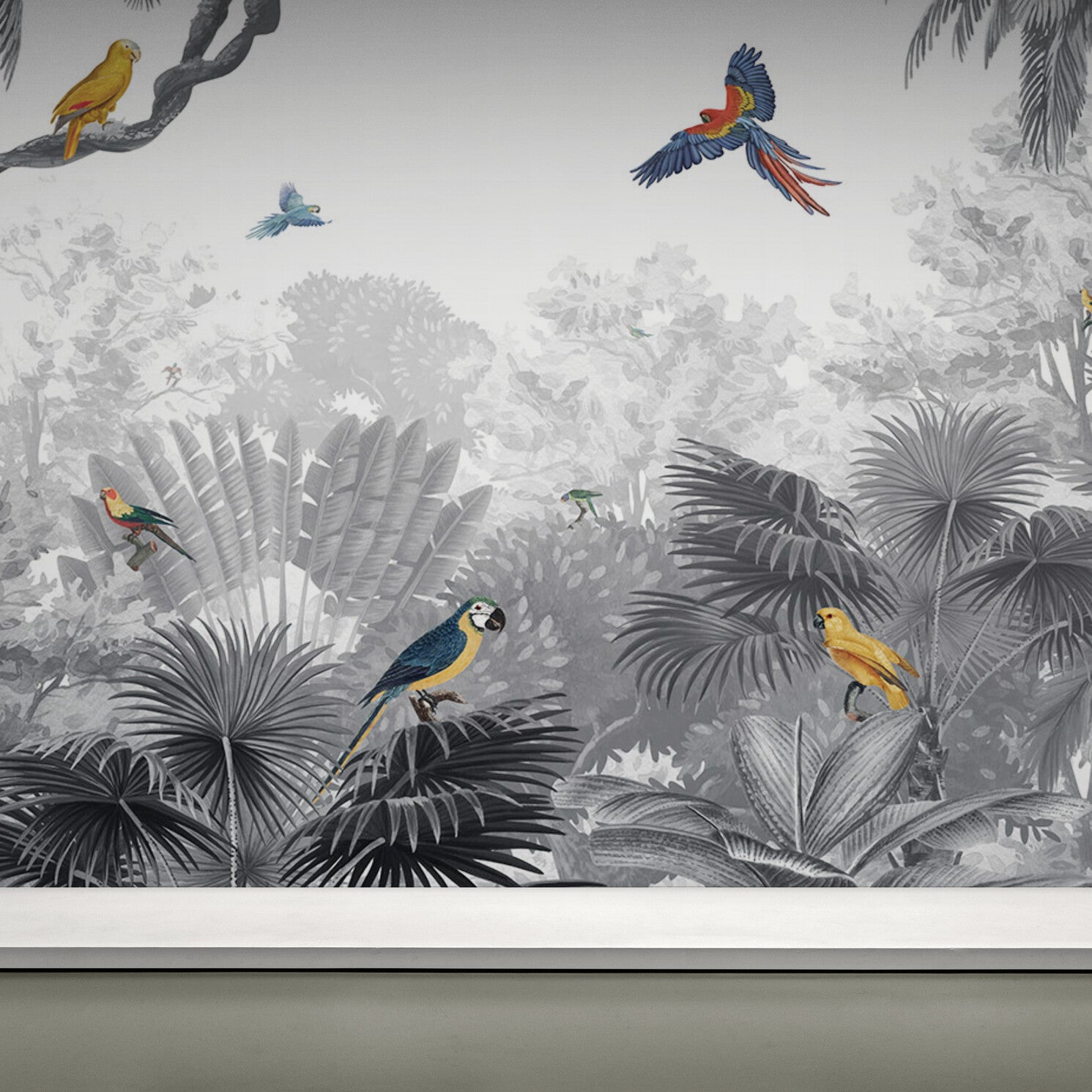 GDSE3030 Canopy Jungle Wallpaper Mural Premium Peel and Stick Material 26in Wide x 9 ft. Gray