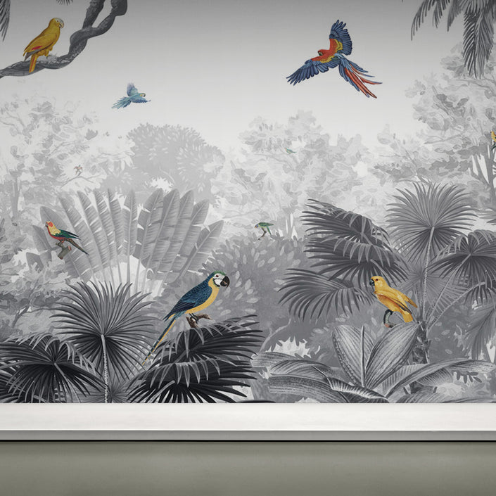 GDSE3030 Canopy Jungle Wallpaper Mural Premium Peel and Stick Material 26in Wide x 9 ft. Gray