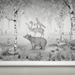 GDSE3020 Bear King Wallpaper Mural Premium Peel and Stick Material 26in Wide x 9 ft. Black White Gray