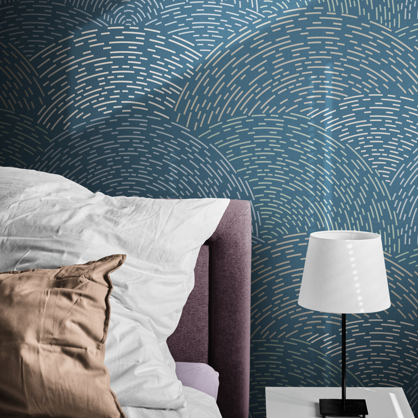GE0002 Radial Escape Grace & Gardenia Endless Mural Navy