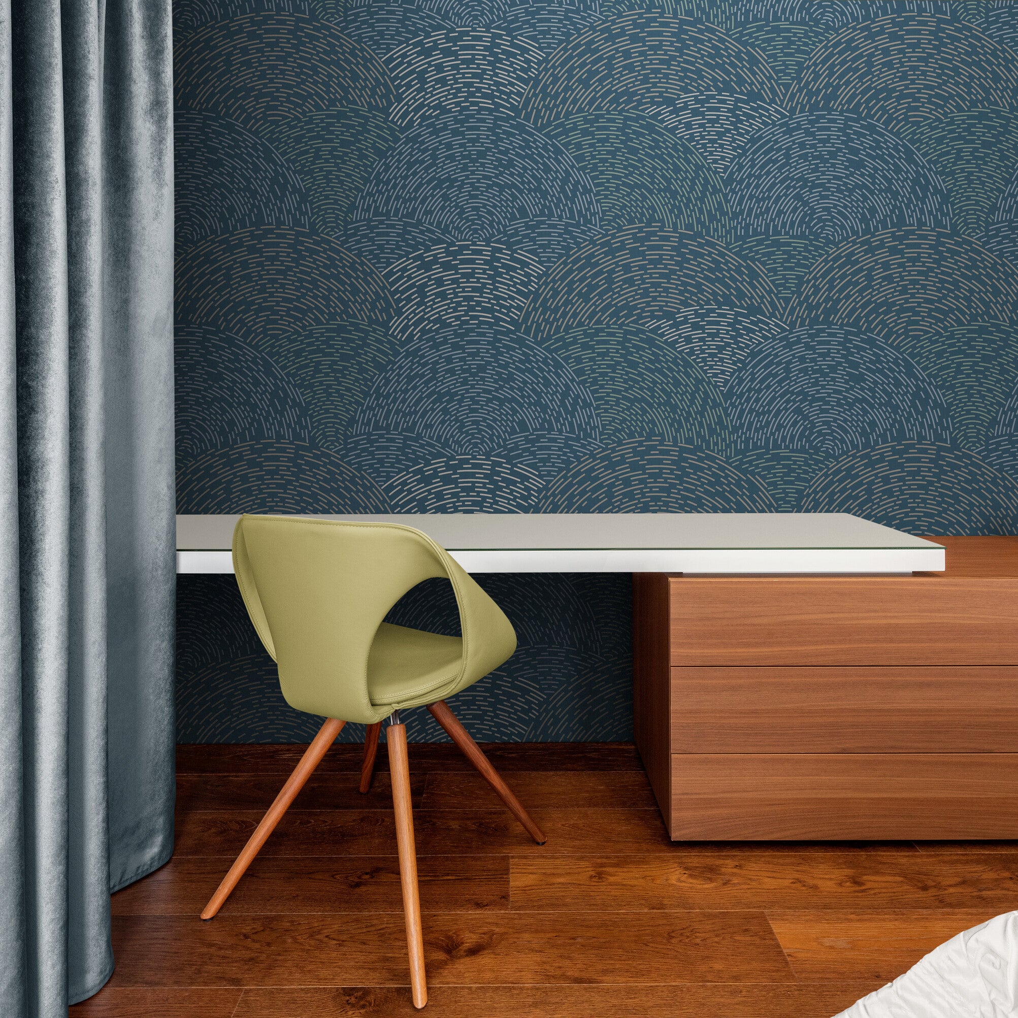 GE0002 Radial Escape Grace & Gardenia Endless Mural Navy
