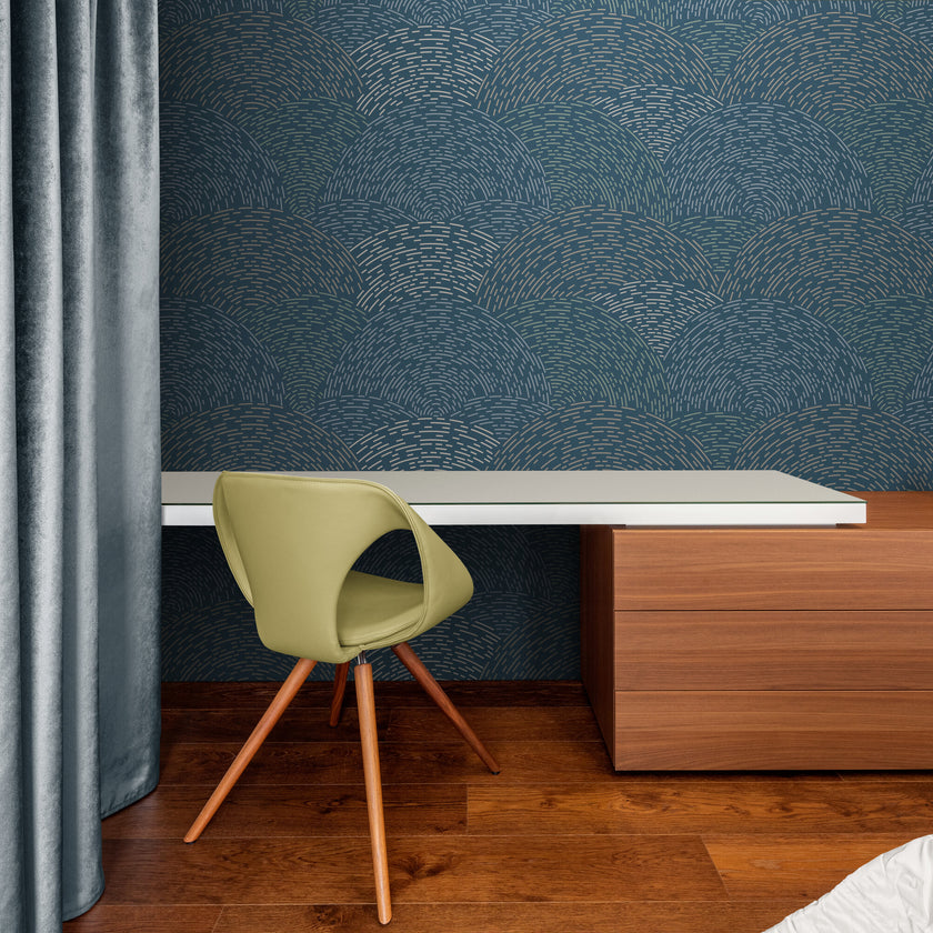 GE0002 Radial Escape Grace & Gardenia Endless Mural Navy