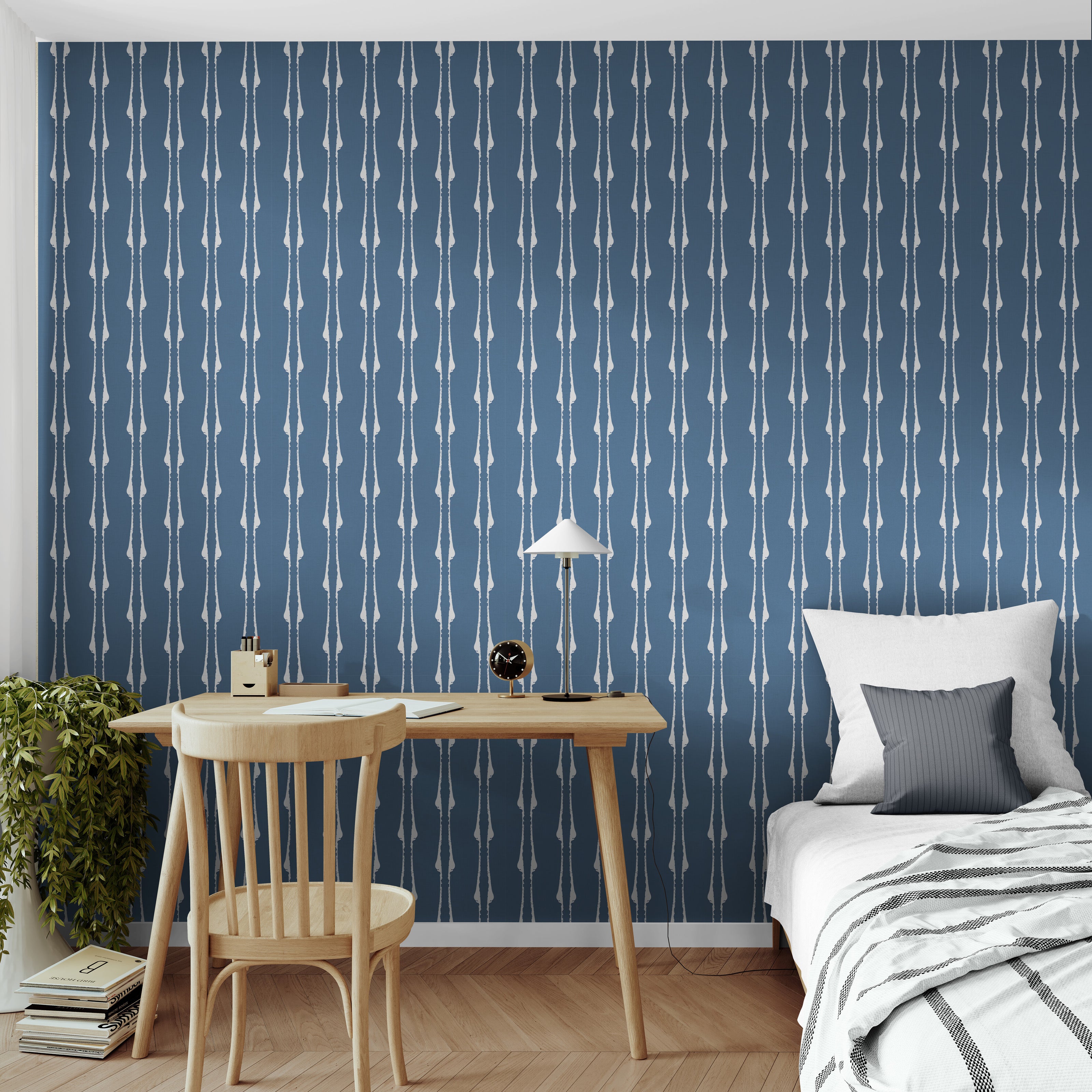 GDP6003 Twisted Twig Premium Peel and Stick Wallpaper Panel 6 Ft High x 26 Wide in Muted Navy