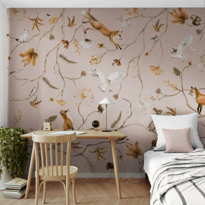 GDSE3145 Playful Forest Wallpaper Premium Peel and Stick Material 26in Wide x 6ft, 9 ft, 12ft, Monochrome Blue