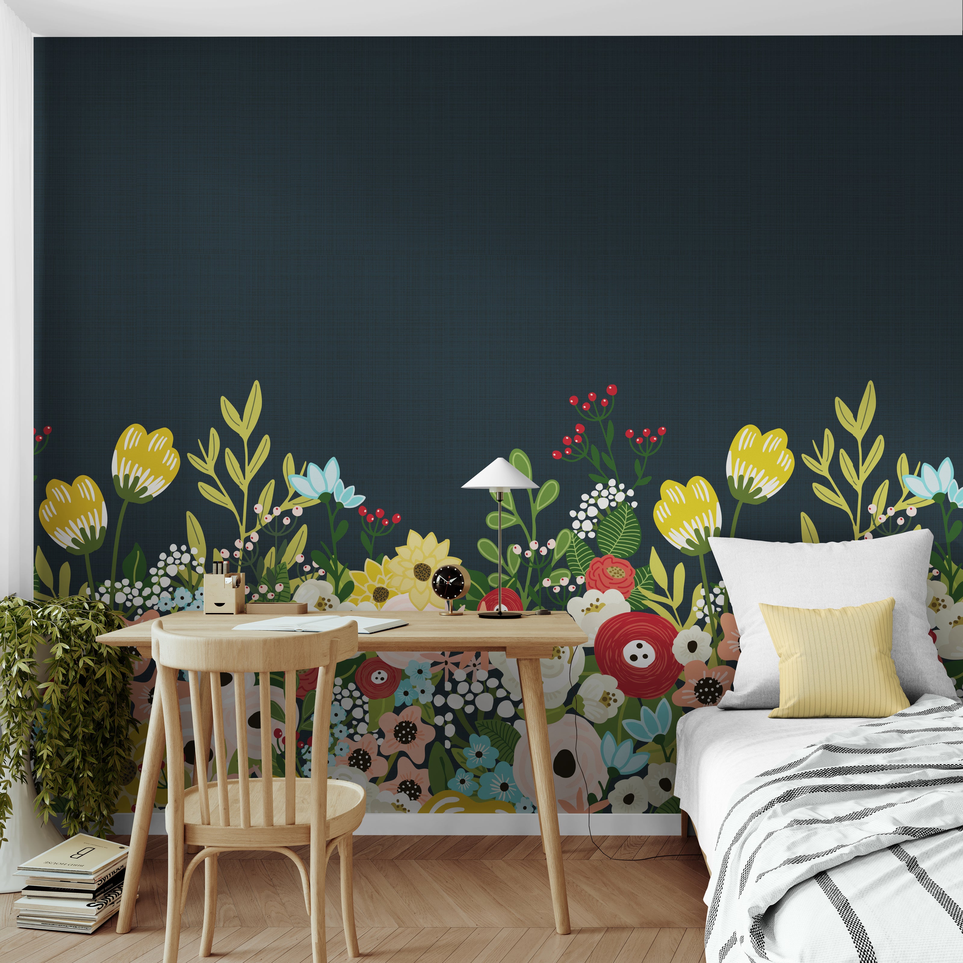 GE5041 Big Blooms Grace & Gardenia Endless Mural Beige Cream Multi-color