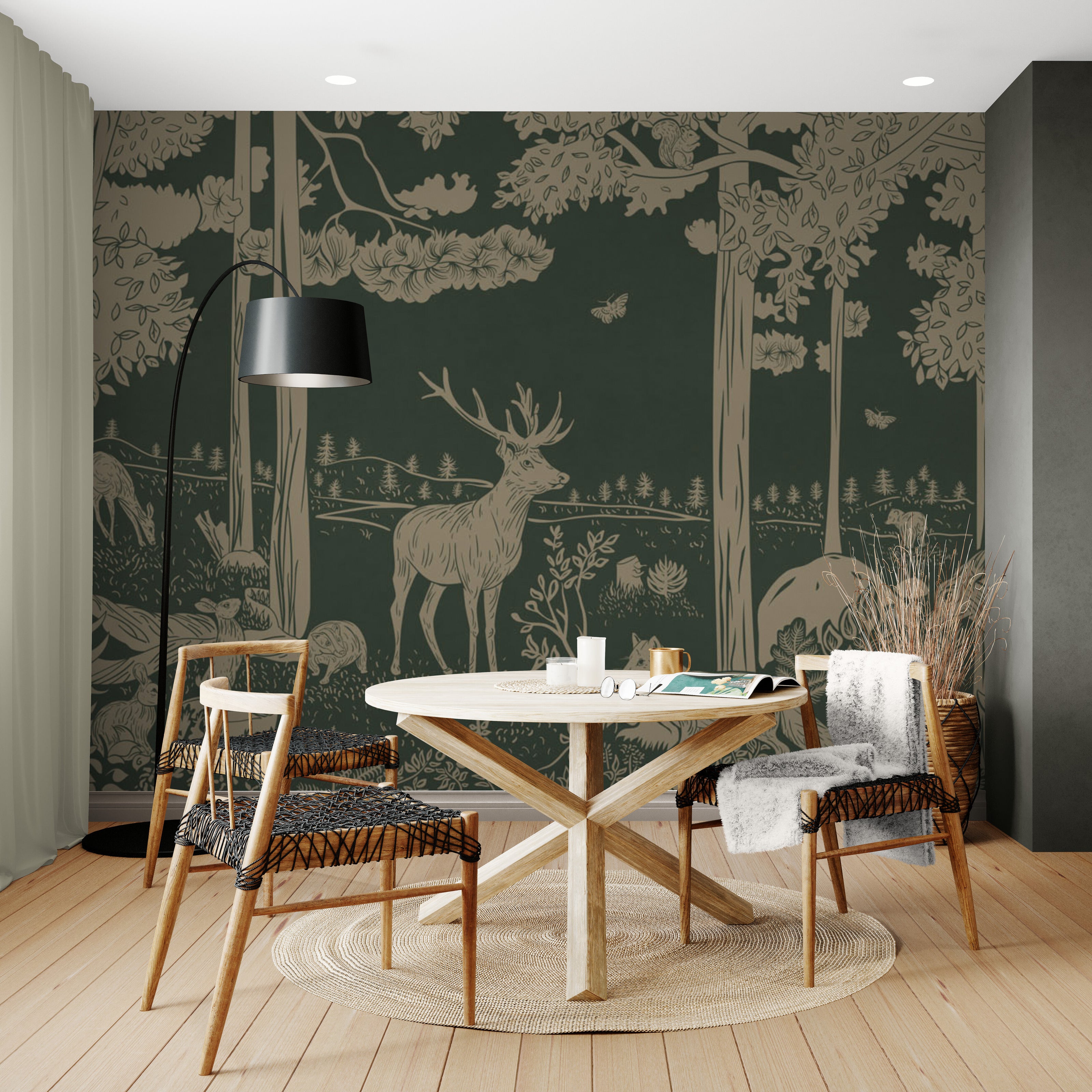 GDSE3083 Monochrome Forest Wallpaper Premium Peel and Stick Material 26in Wide x 9 ft. Light Brown