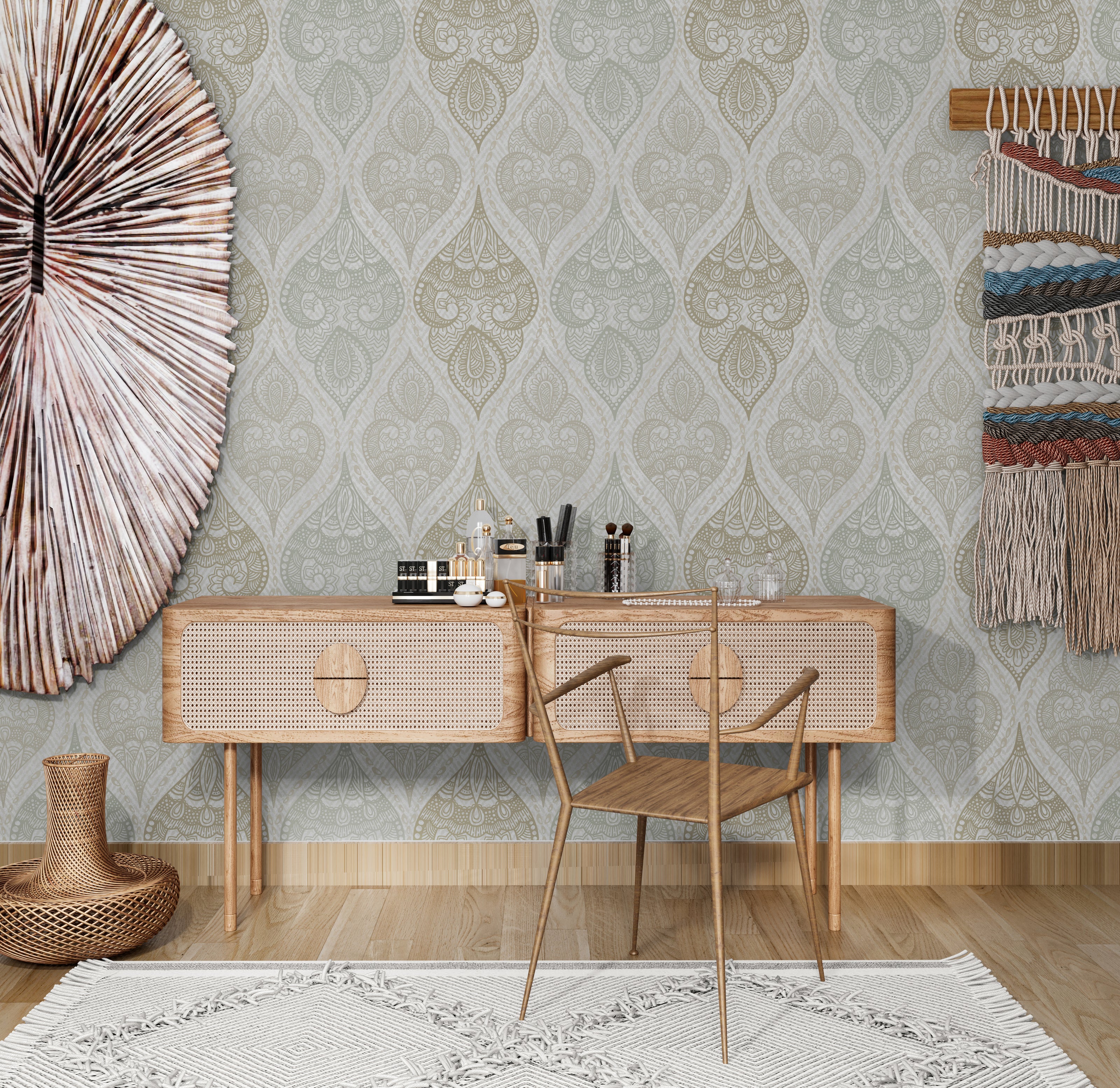 GW0171 Desert Tan Stone Paisley Wallpaper Panel