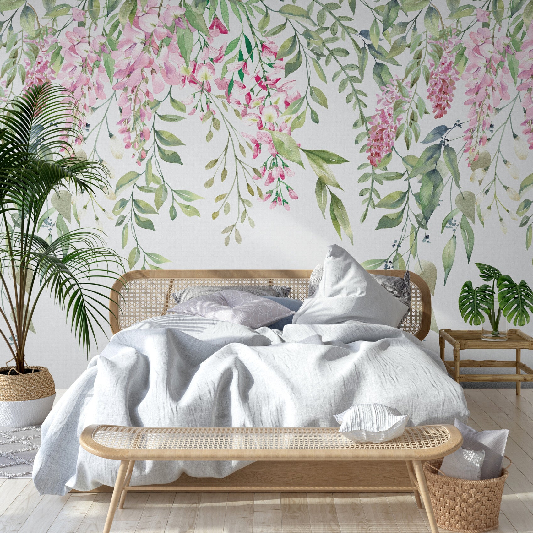 GE5120 Lush Wisteria Endless Mural (3) 26in wide panels x 108in Height Pink Green