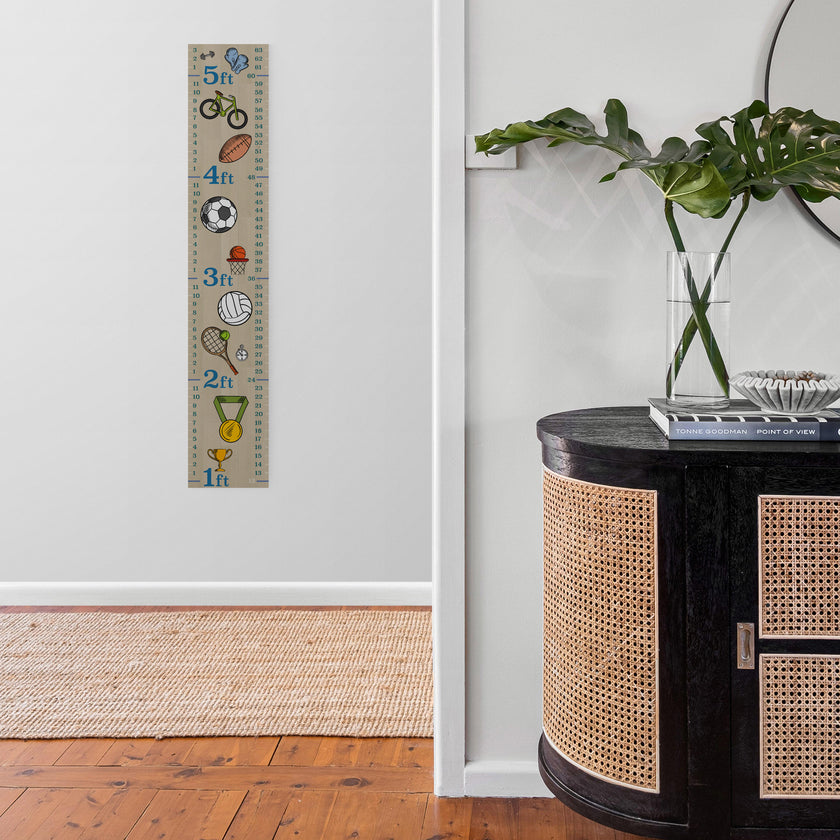 GA1004 Children’s Peel & Stick Growth Chart Sports Club Kids