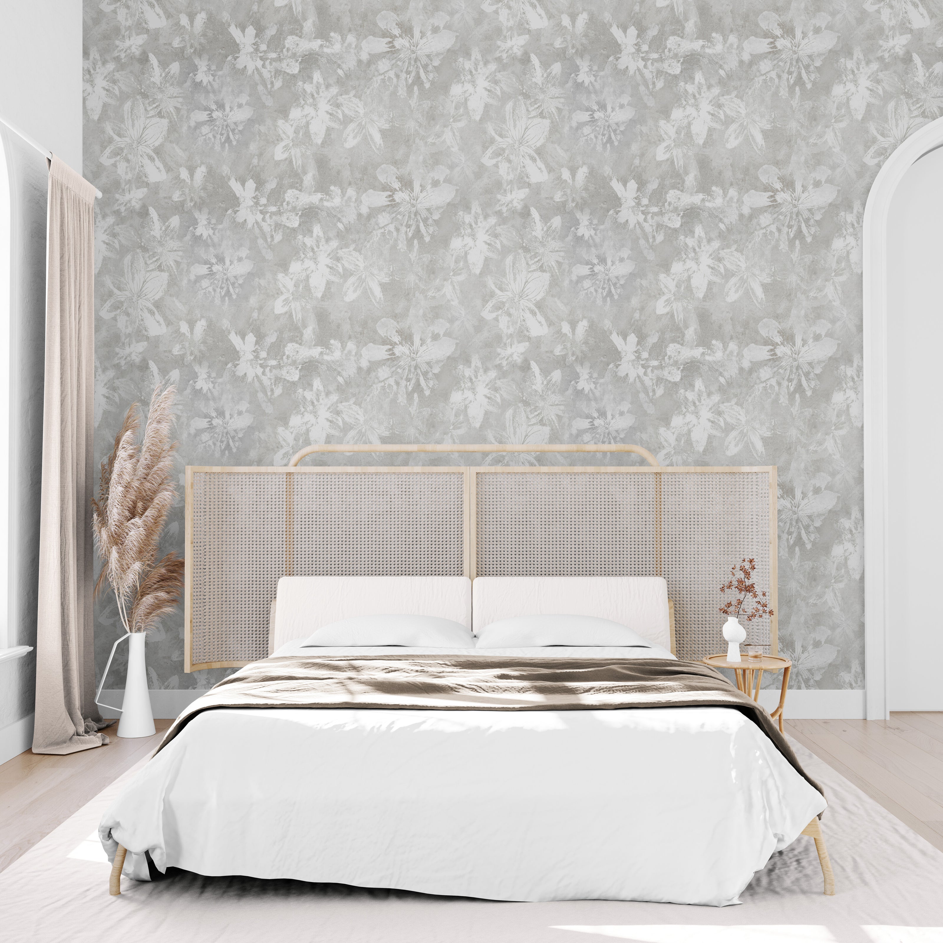 GP5060 Urban Daisy Wallpaper Panels in Off-White and Stone Gray