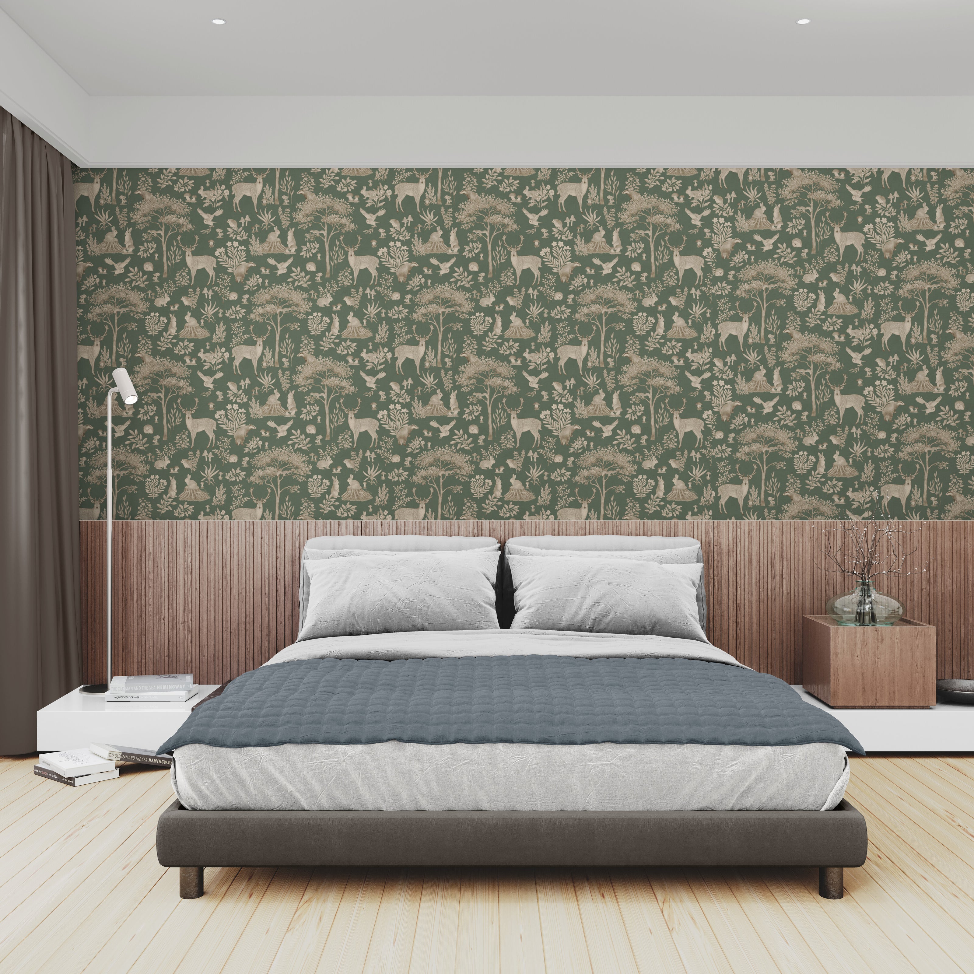 GDSE3273 Fantastic Forest Wallpaper Premium Peel and Stick Material 26in Wide x 9 ft. Vintage Green