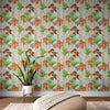 GN5021 Koi and Water Lillies Grace and Gardenia Wallpaper Roll size 26 inch Wide x 27ft. Long, Green/White/Blue