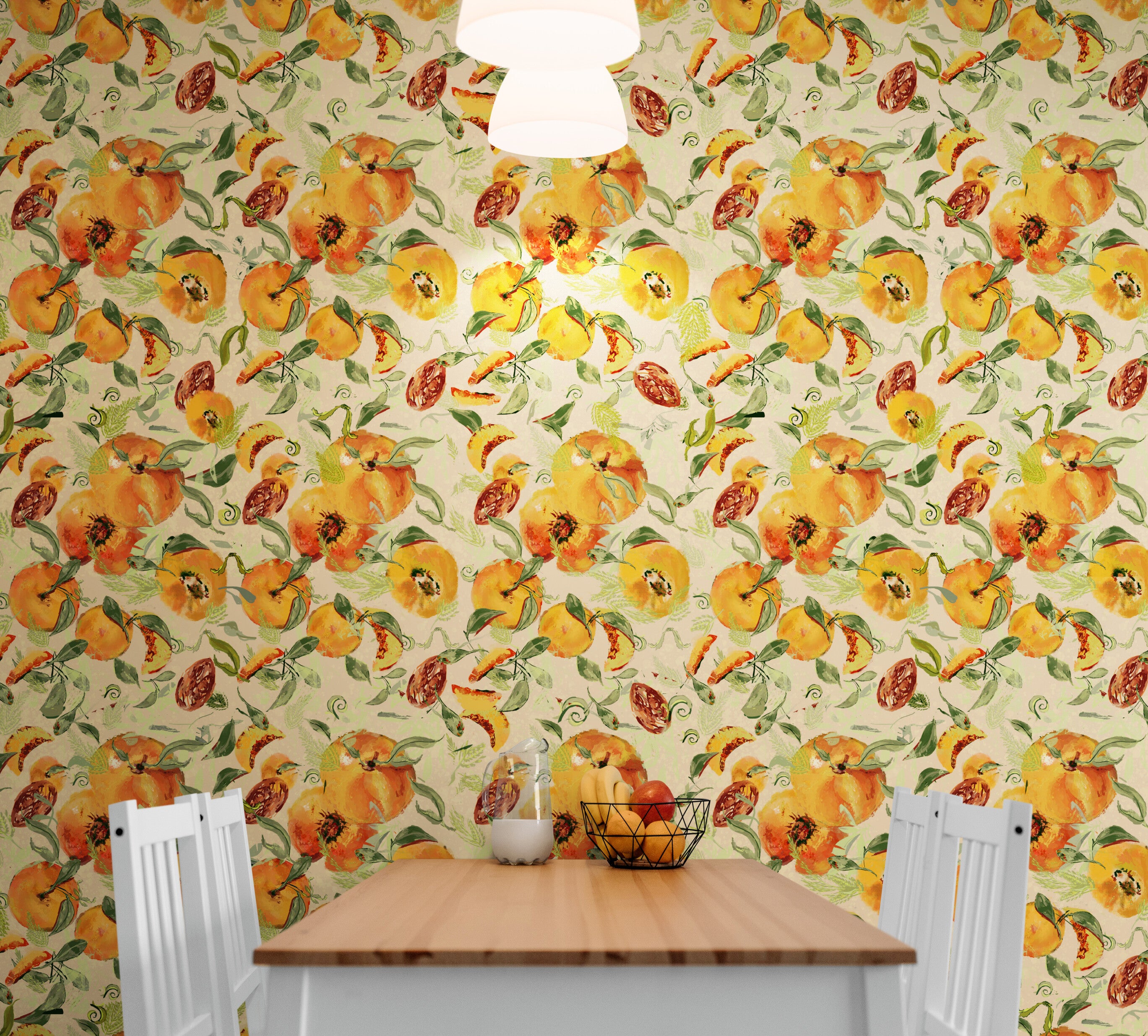 GDSL5030 Peaches Premium Peel and Stick Wallpaper Panel 26 inch Wide in Orange Green Tan
