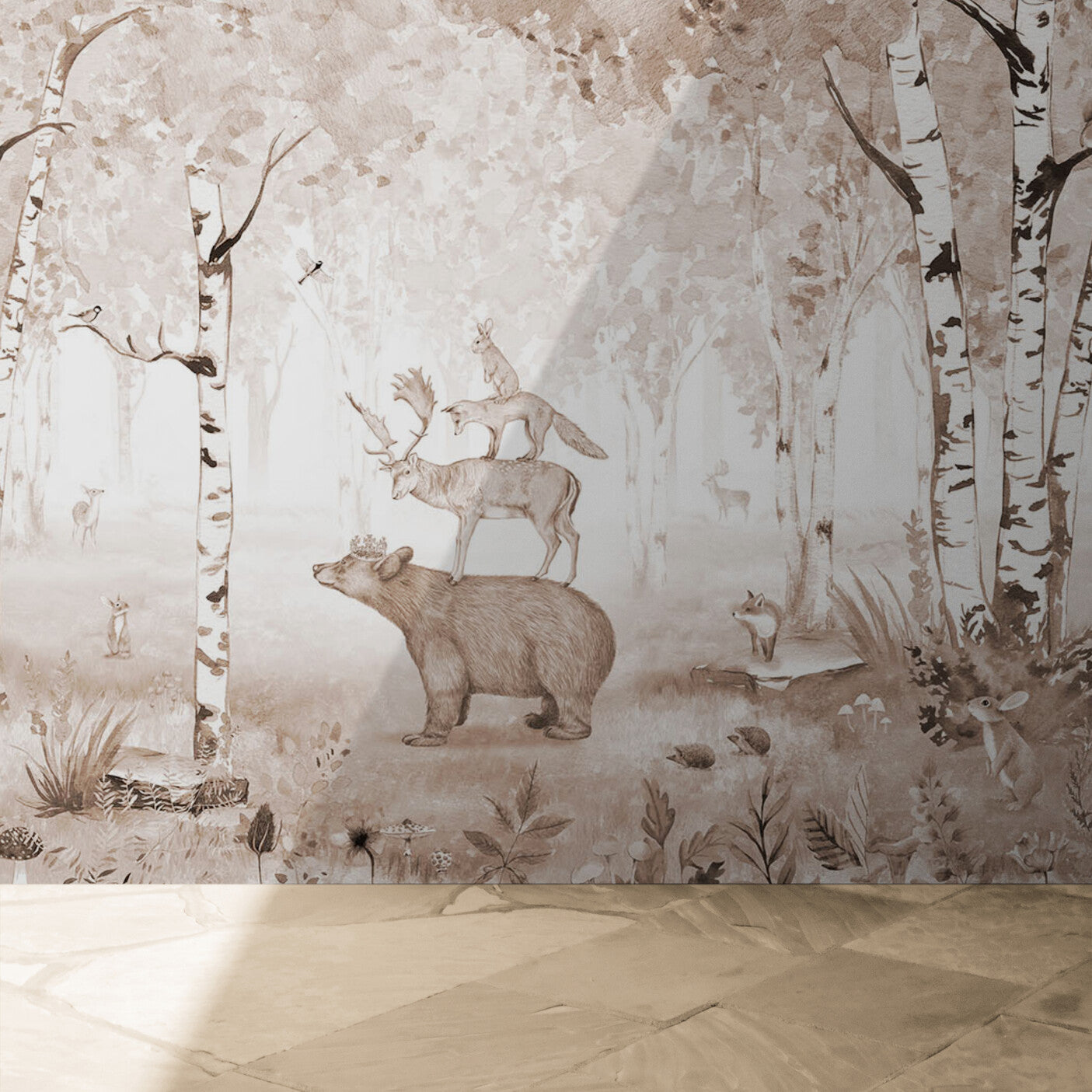 GDSE3021 Bear King Wallpaper Mural, Premium Peel and Stick Material 26in Wide x 9 ft. Brown
