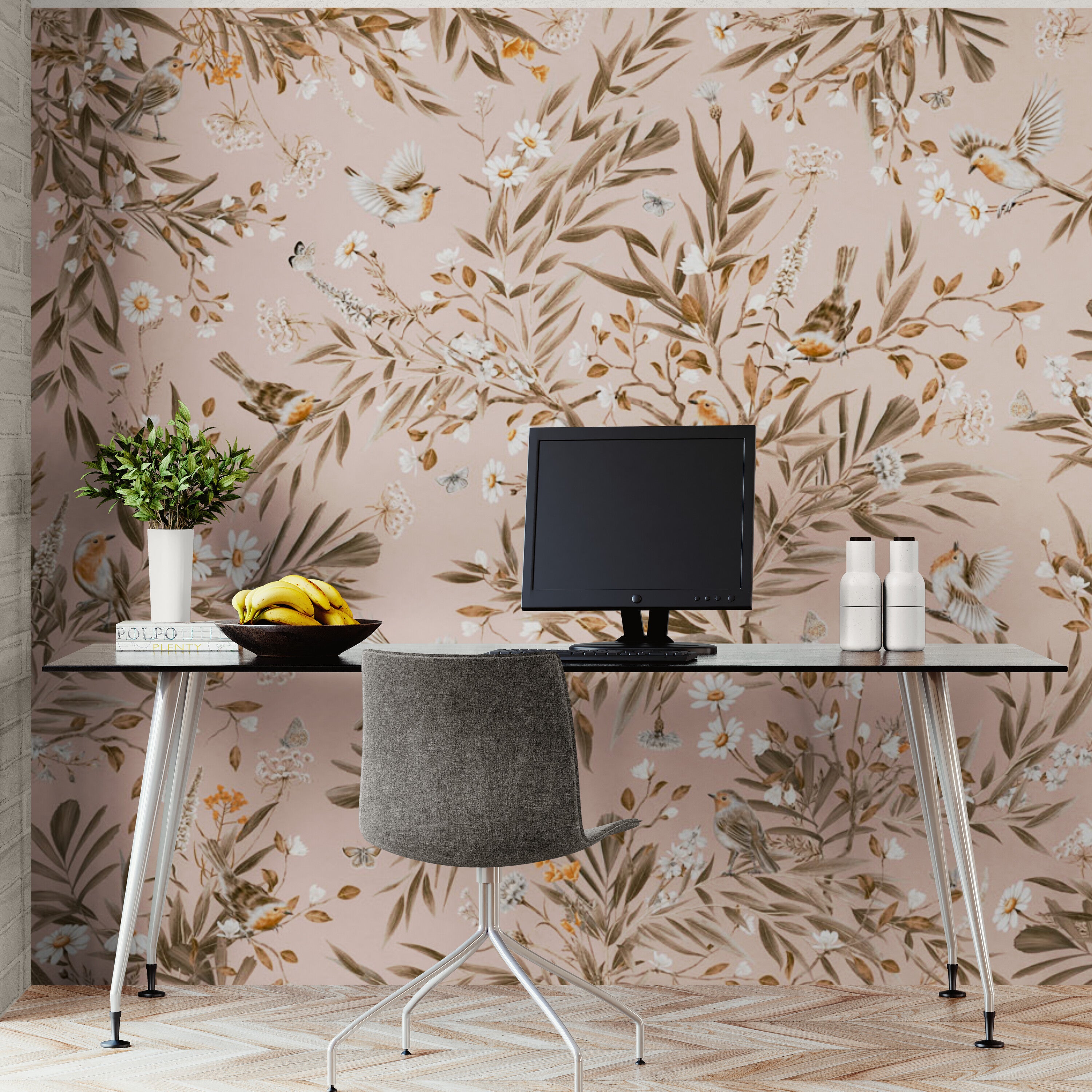 GDSE3180 Playful Robin Wallpaper Premium Peel and Stick Material 26in Wide x 6ft, 9 ft, 12ft, Vintage Green