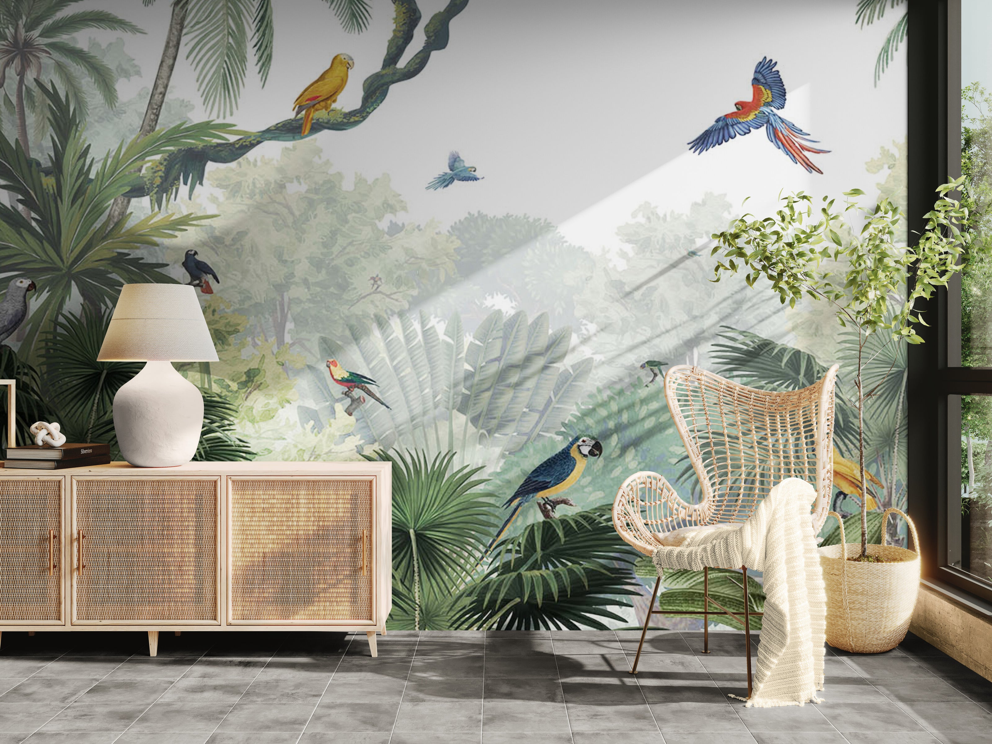 GDSE3032 Canopy Jungle Wallpaper Mural Premium Peel and Stick Material 26in Wide x 9 ft. Multi-colored Green