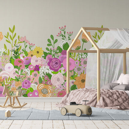 GE5041 Big Blooms Endless Murals Beige Cream Multi-color