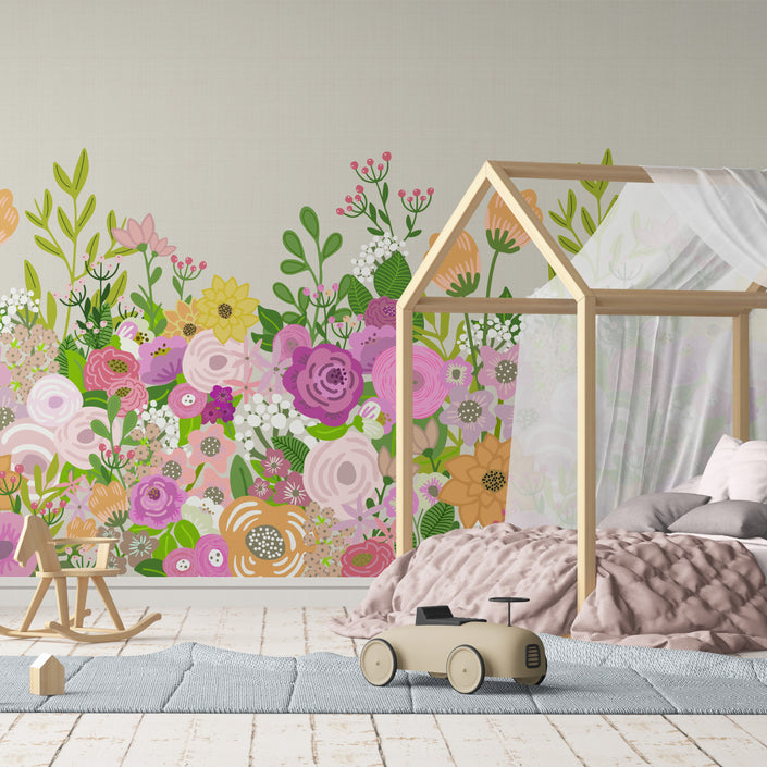 GE5041 Big Blooms Grace & Gardenia Endless Mural Beige Cream Multi-color