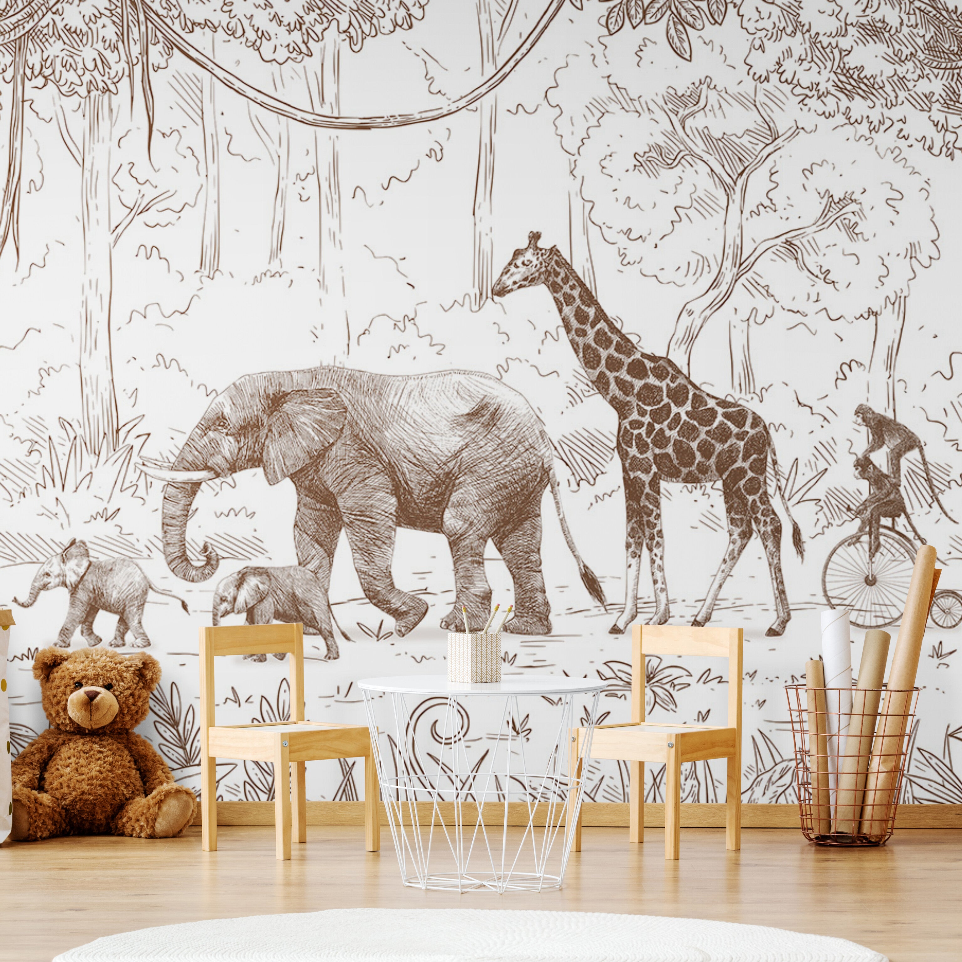GDSE3012 Animal Parade Wallpaper Mural Premium Peel and Stick Material 26in Wide x 9 ft. Green