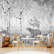 GDSE3020 Bear King Wallpaper Mural Premium Peel and Stick Material 26in Wide x 9 ft. Black White Gray