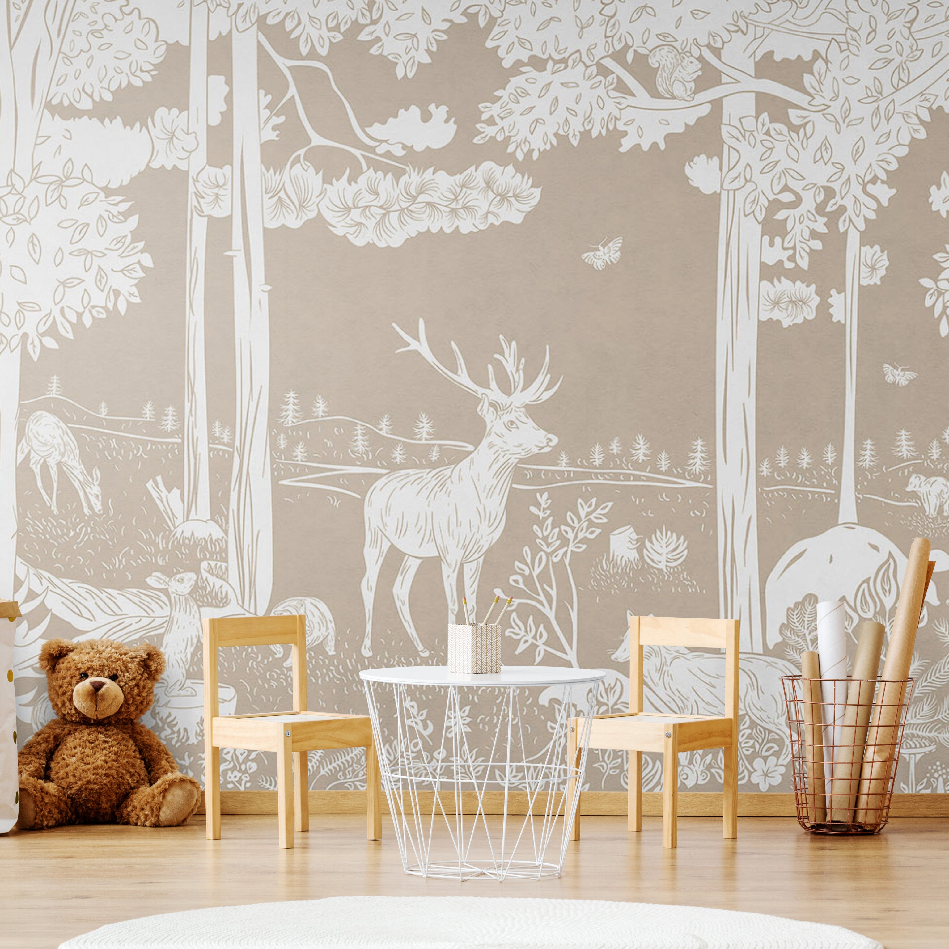 GDSE3083 Monochrome Forest Wallpaper Premium Peel and Stick Material 26in Wide x 9 ft. Light Brown