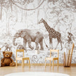 GDSE3010 Animal Parade Wallpaper Mural Premium Peel and Stick Material 26in Wide x 9 ft. Brown