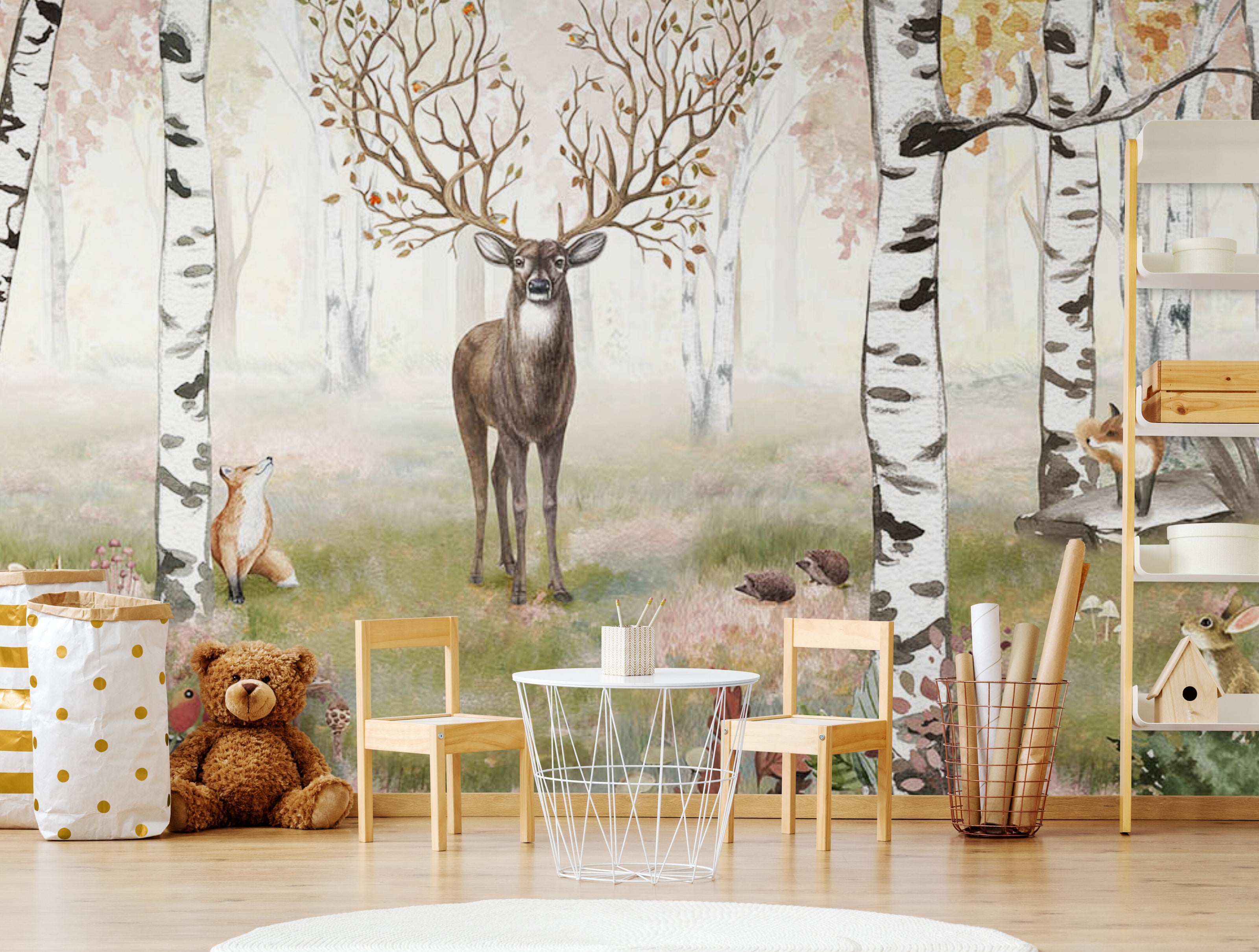 GDSE3000 Amazing Antlers Autumn Wallpaper Mural, Premium Peel and Stick Material 26in Wide x 9 ft. Multi-colored