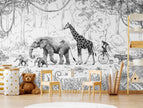 GDSE3010 Animal Parade Wallpaper Mural Premium Peel and Stick Material 26in Wide x 9 ft. Brown