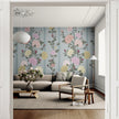 GE5081 Rose Bush Stripe Endless Murals Pink Yellow Light Blue