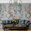 GE5081 Rose Bush Stripe Endless Murals Pink Yellow Light Blue