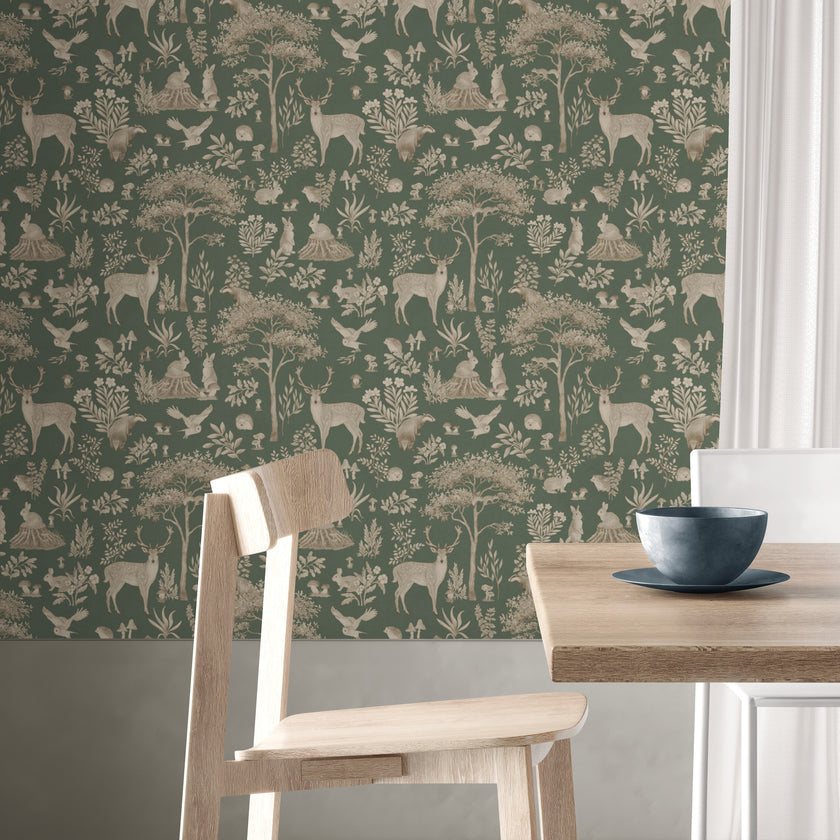 GDSE3270 Fantastic Forest Wallpaper Premium Peel and Stick Material 26in Wide x 9 ft. Vintage White Brown