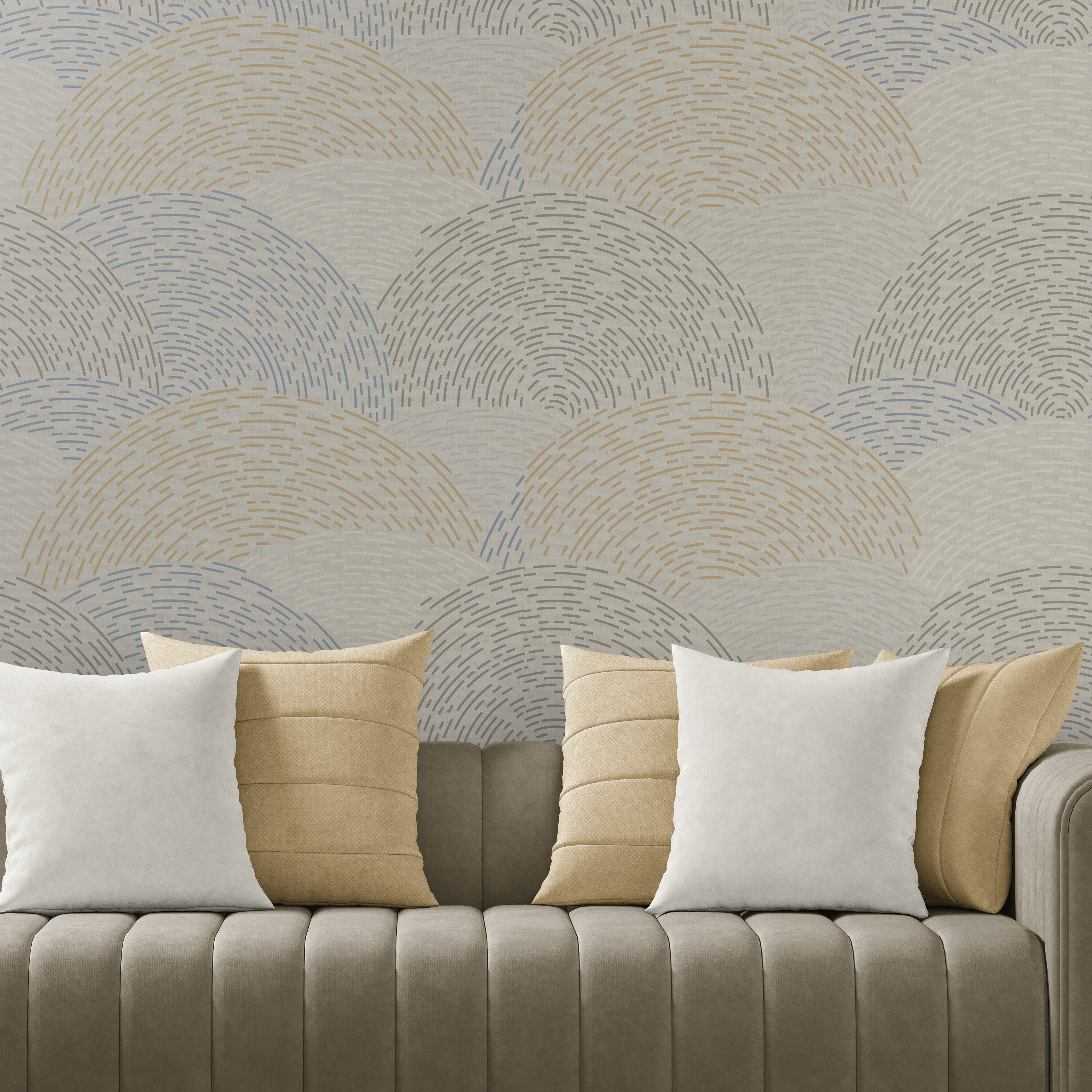 GE0001 Radial Escape Grace & Gardenia Endless Mural Beige