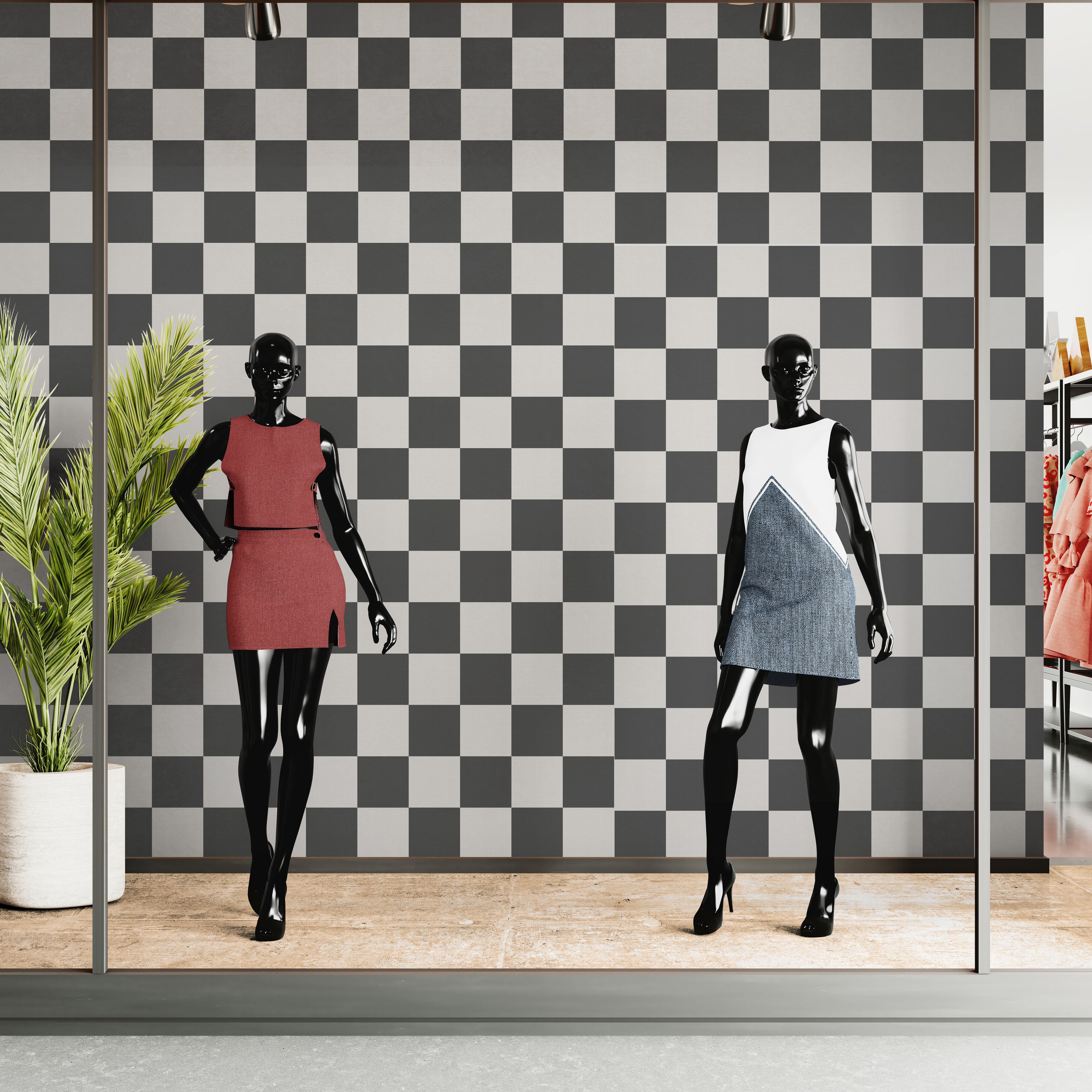 GW0200 Check Faux Grasscloth Plain weave Texture Wallpaper Roll 19 inch Wide x 18 ft. Long in Black White