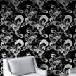 GDM0020 Marina Makaron Designs Paisley in Black Gray Off White Wallpaper Panel 26 inch Wide x 6ft, 9ft, and 12ft Long