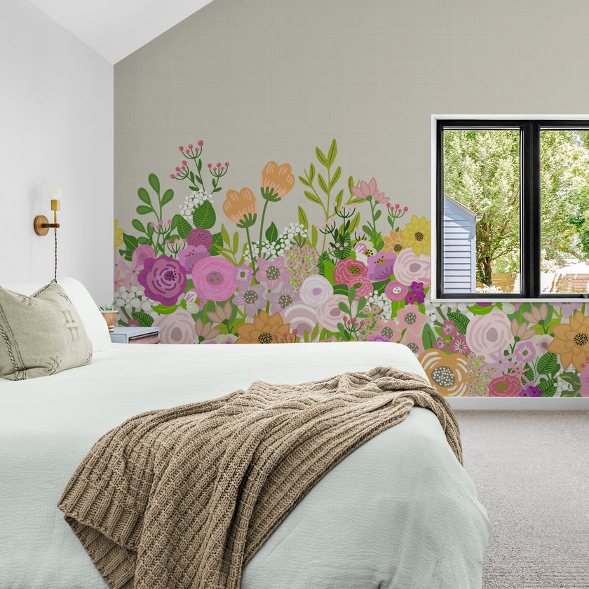 GE5041 Big Blooms Grace & Gardenia Endless Mural Beige Cream Multi-color