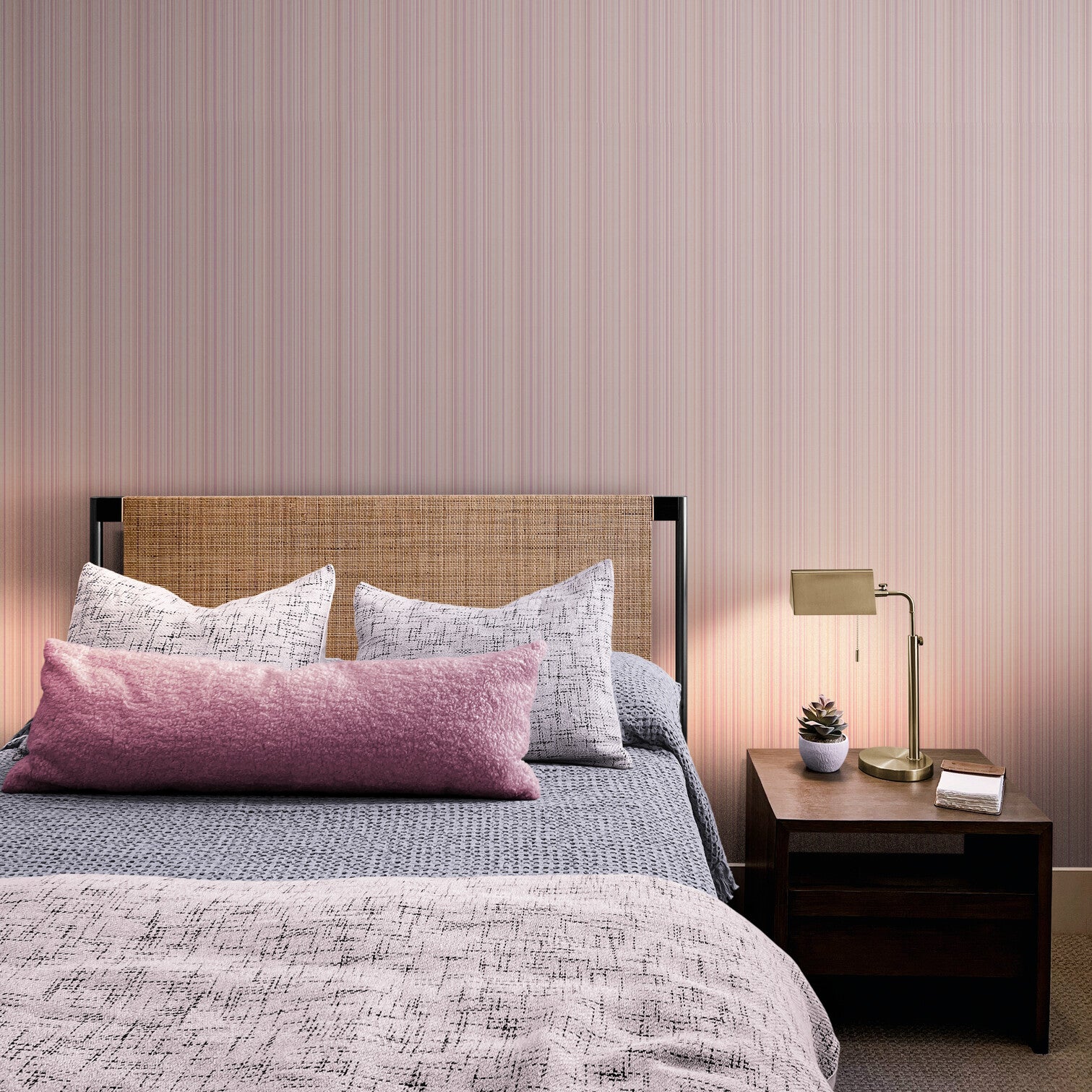 GP6002 Barcode Stripe Wallpaper Panels in Champagne Pink