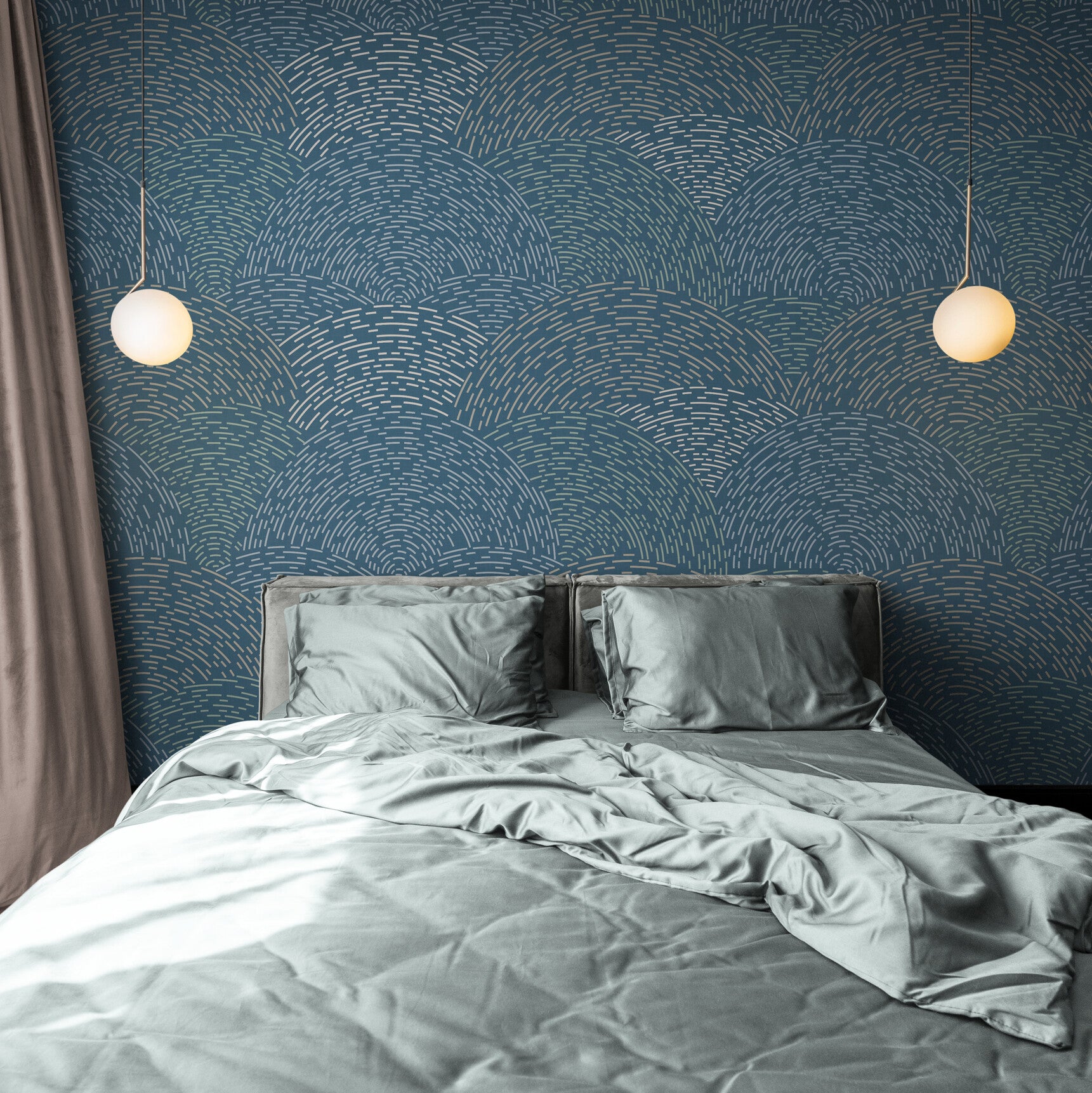 GE0002 Radial Escape Grace & Gardenia Endless Mural Navy