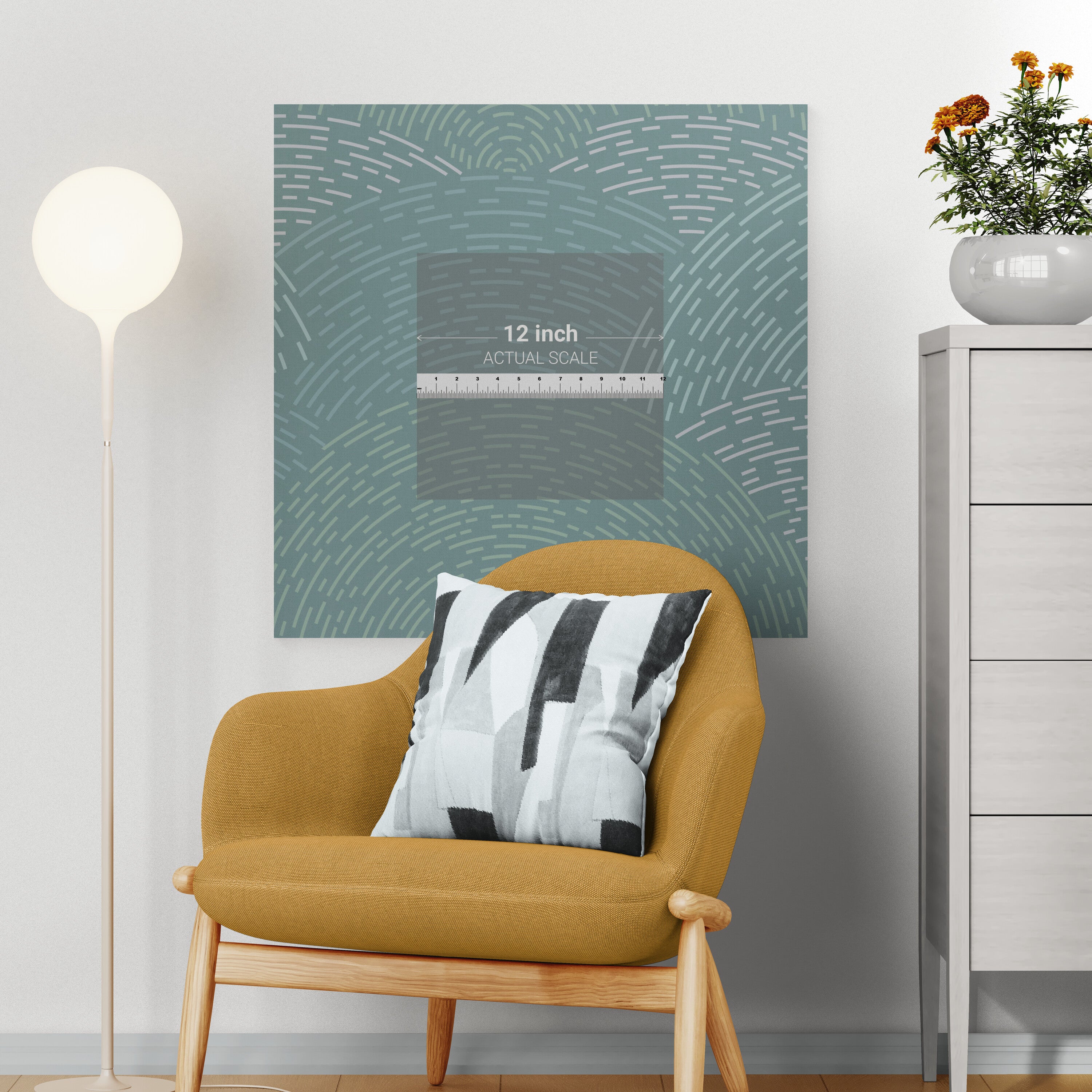 GE0003 Radial Escape Grace & Gardenia Endless Mural Teal