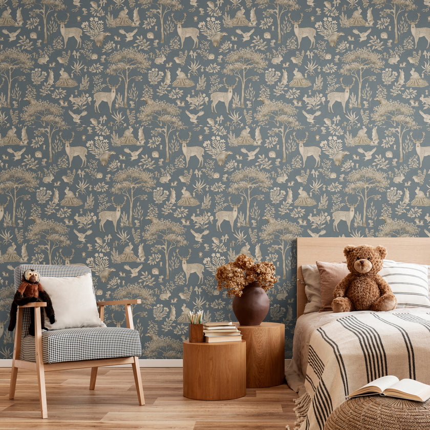 GDSE3270 Fantastic Forest Wallpaper Premium Peel and Stick Material 26in Wide x 9 ft. Vintage White Brown